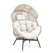 Costway Oversized Egg Style Chair with Cushions & Headrest Heavy-Duty Metal Frame for Yard Off White/Grey/Black